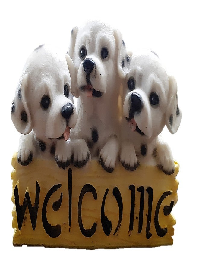 AFTERSTITCH Welcome Dog Showpiece Statue for Door Entrance Decoration House Warming Gifts for New Home Latest Kitchen Living Room Decor Items Stylish(Resin, White) - Image 2